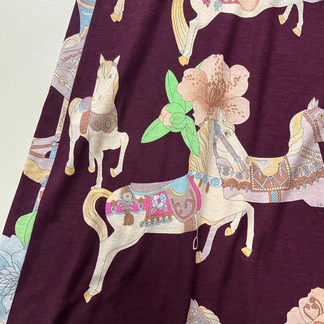 レオナール　チュニック　馬柄　花柄　トリム　38
