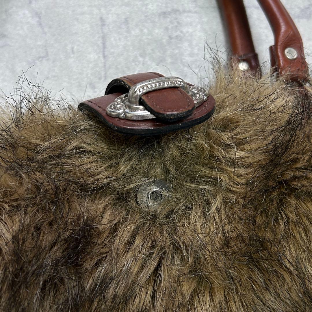 バッグ 70s vintage faux fur leather boston bag