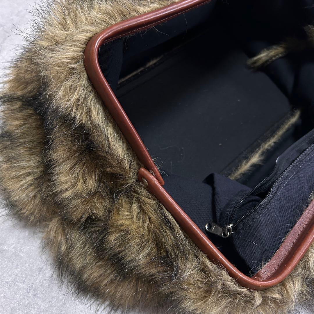 バッグ 70s vintage faux fur leather boston bag