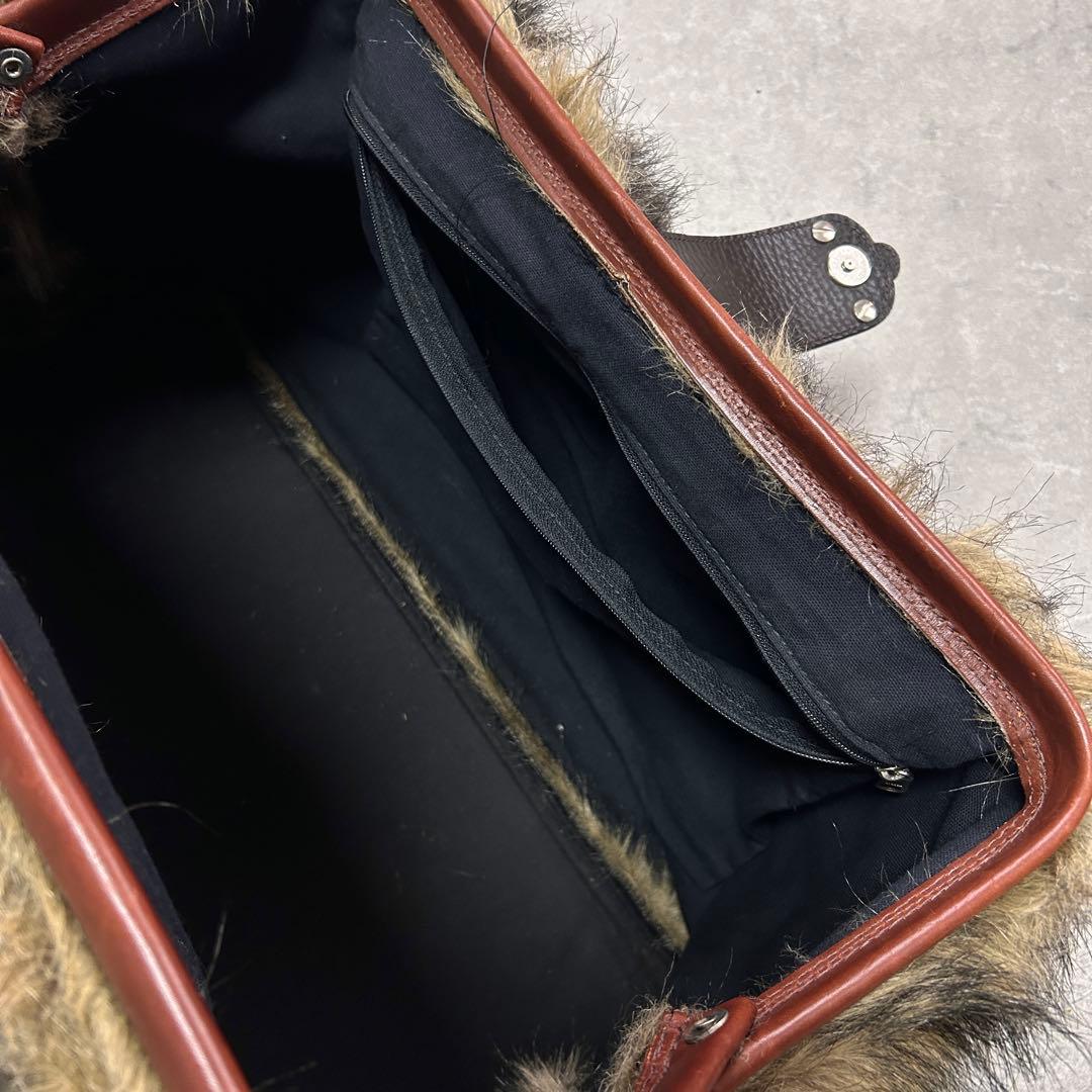 バッグ 70s vintage faux fur leather boston bag