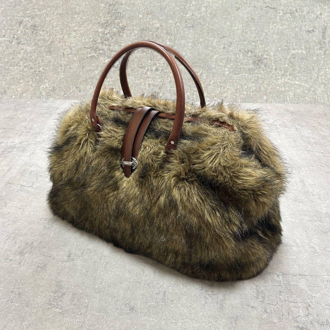 バッグ 70s vintage faux fur leather boston bag
