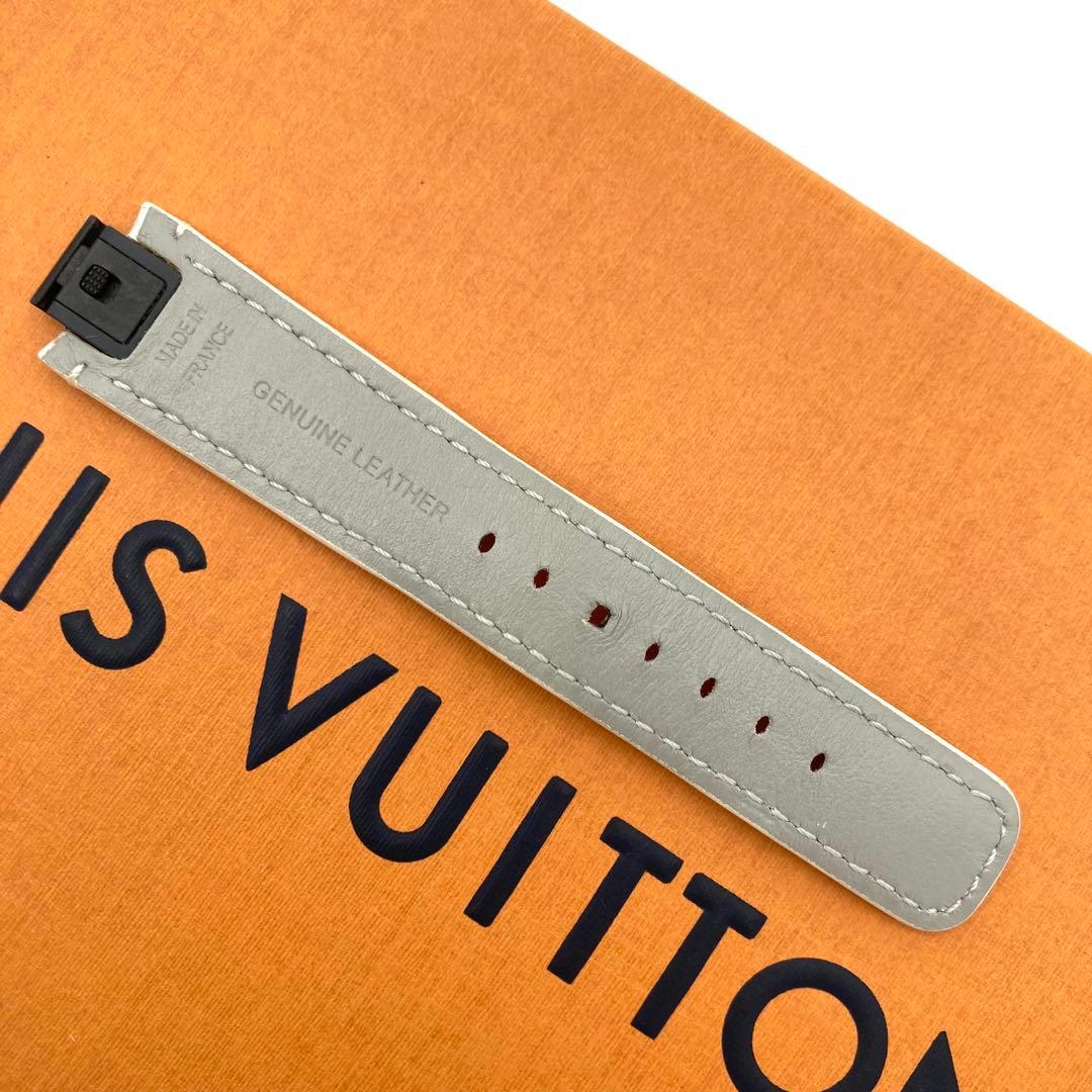 美品 ルイヴィトン タンブール ベルト モノグラム ワンタッチ ホワイト グレー