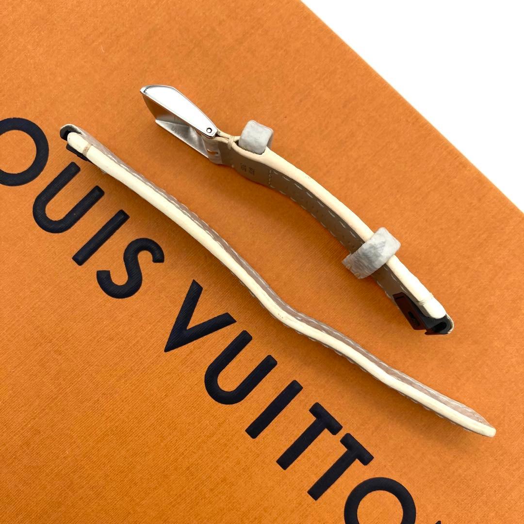 美品 ルイヴィトン タンブール ベルト モノグラム ワンタッチ ホワイト グレー