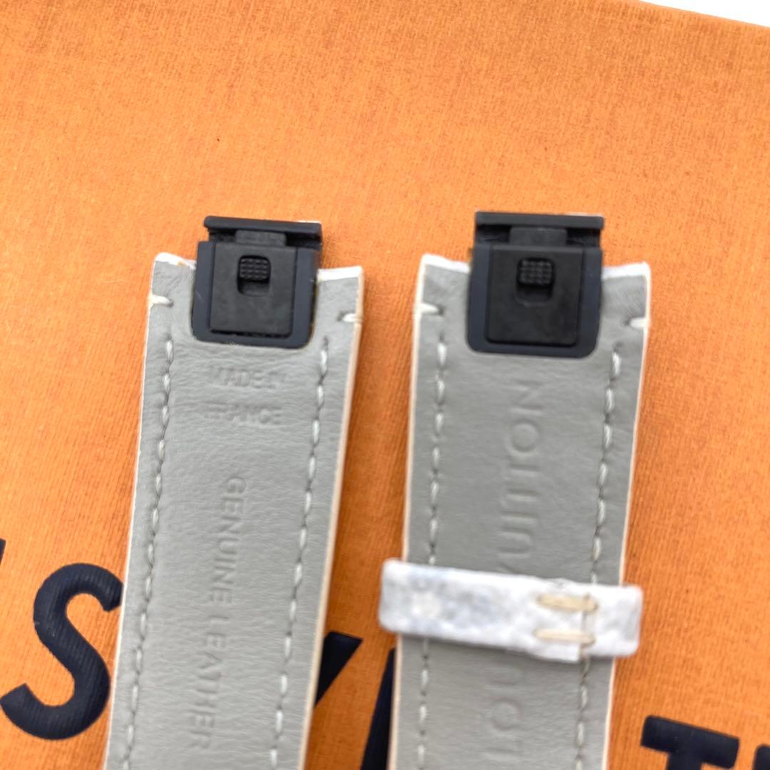 美品 ルイヴィトン タンブール ベルト モノグラム ワンタッチ ホワイト グレー