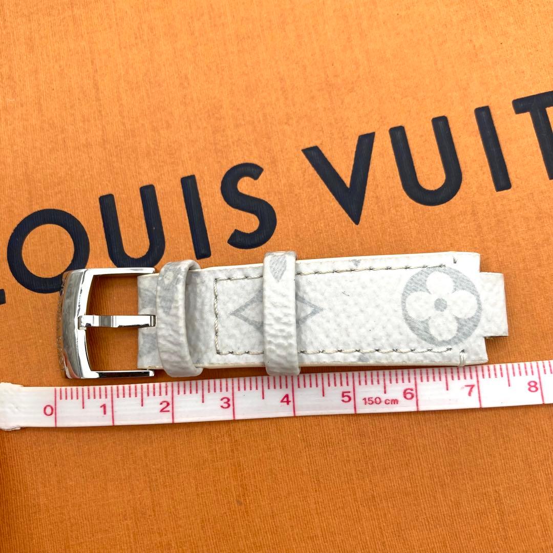 美品 ルイヴィトン タンブール ベルト モノグラム ワンタッチ ホワイト グレー