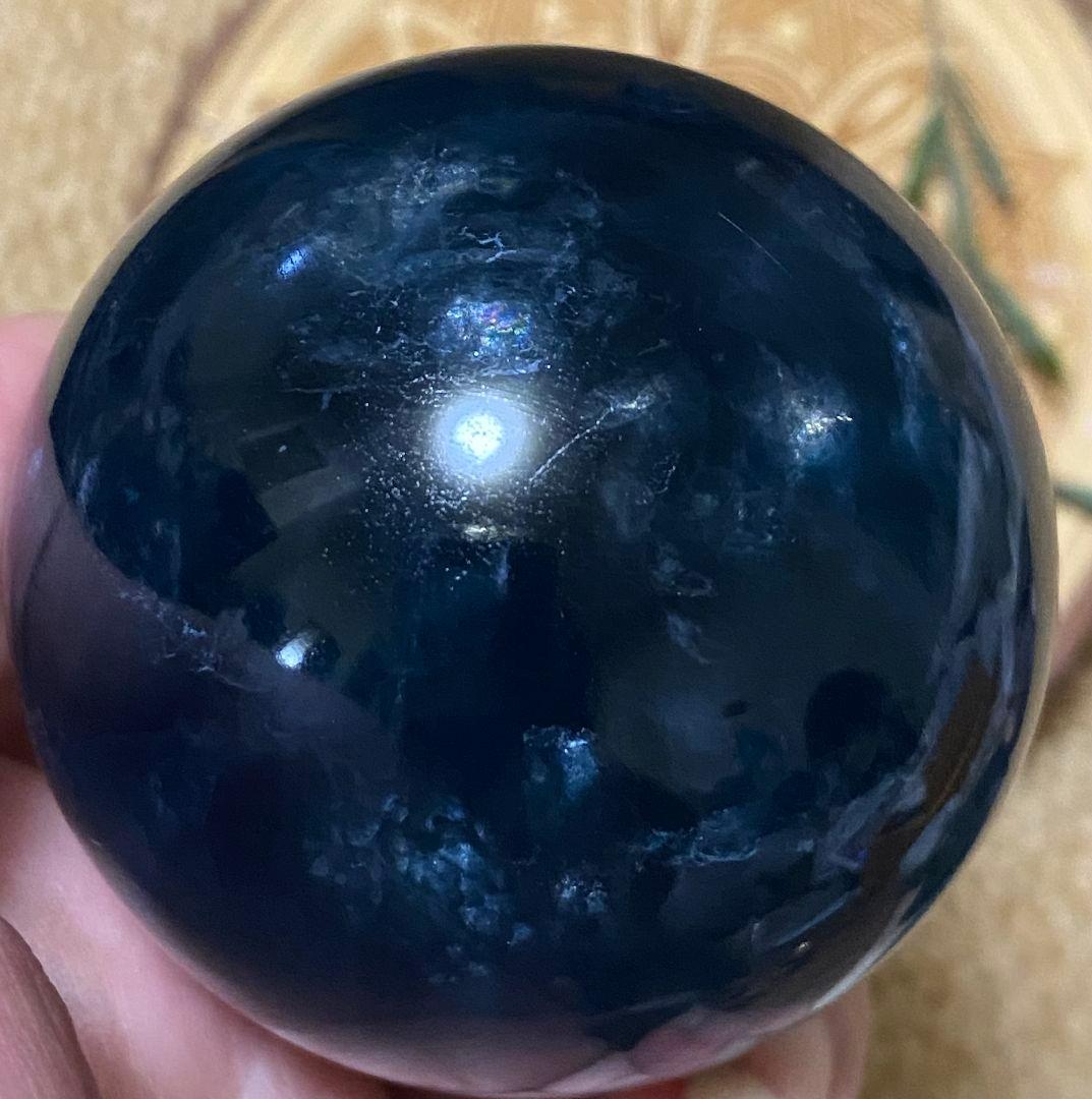 ★ブルー✖ホワイト★フローライト★ラビットヘア★キラキラ オーロラ 虹★スフィア