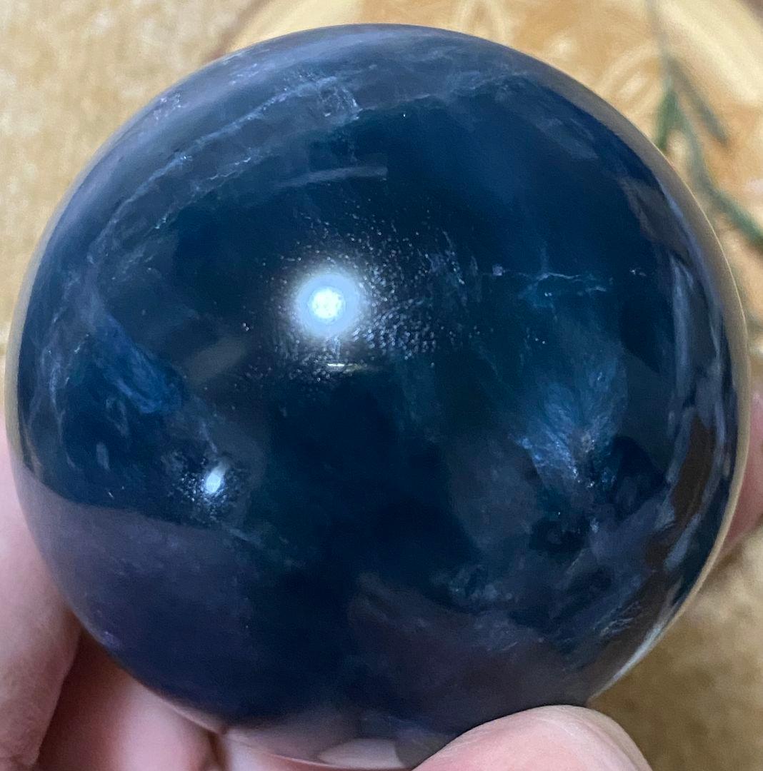 ★ブルー✖ホワイト★フローライト★ラビットヘア★キラキラ オーロラ 虹★スフィア