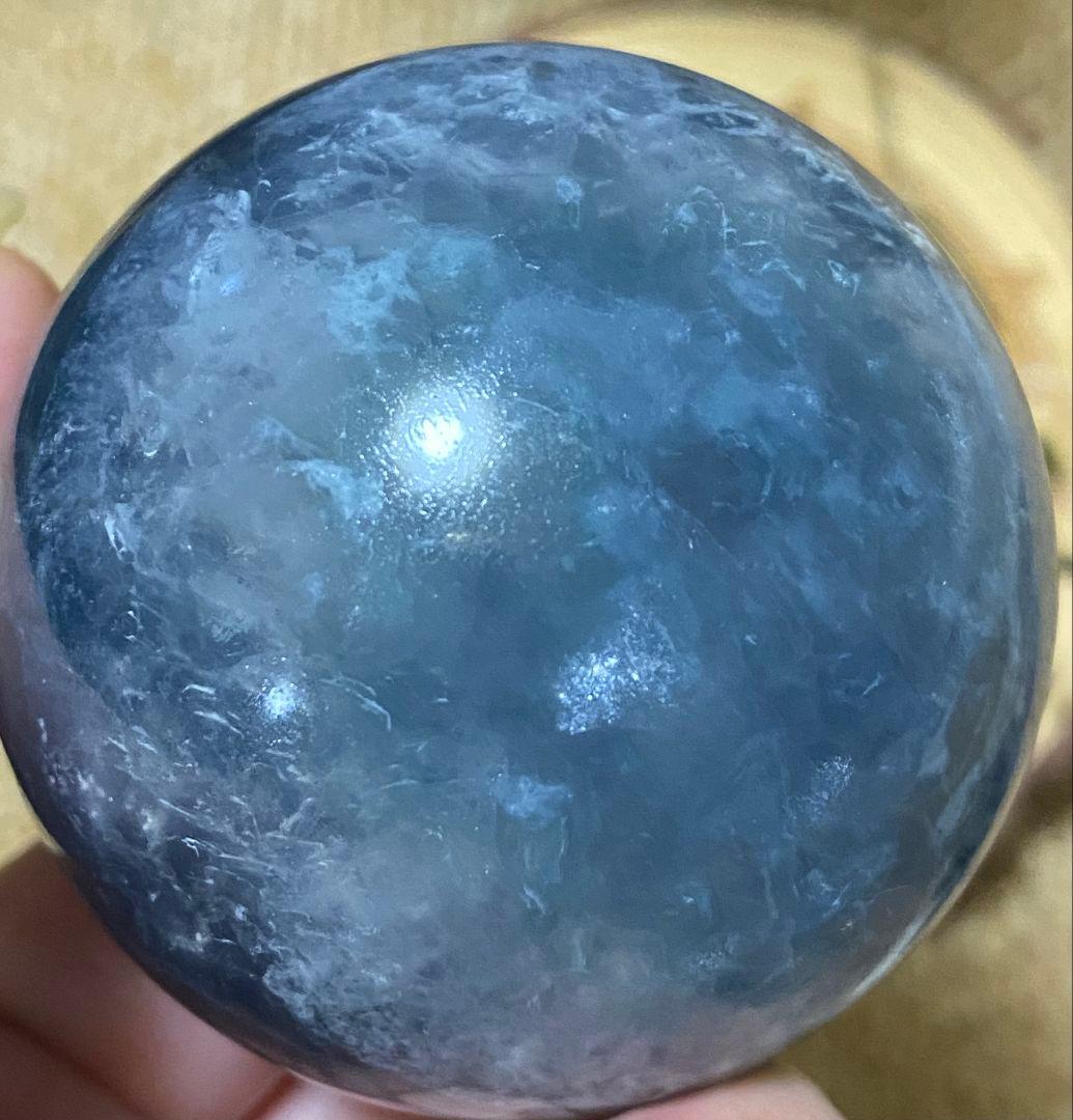 ★ブルー✖ホワイト★フローライト★ラビットヘア★キラキラ オーロラ 虹★スフィア