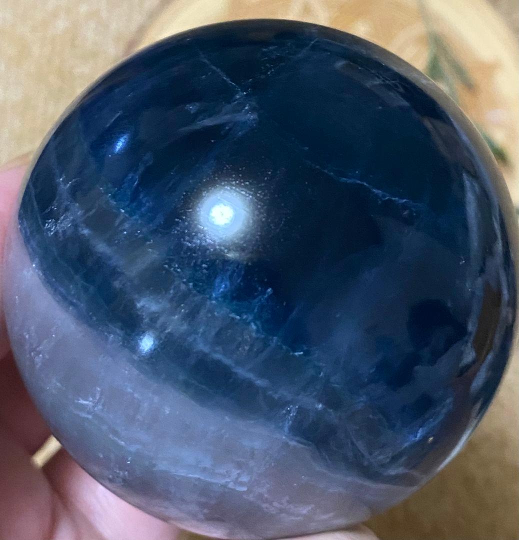 ★ブルー✖ホワイト★フローライト★ラビットヘア★キラキラ オーロラ 虹★スフィア