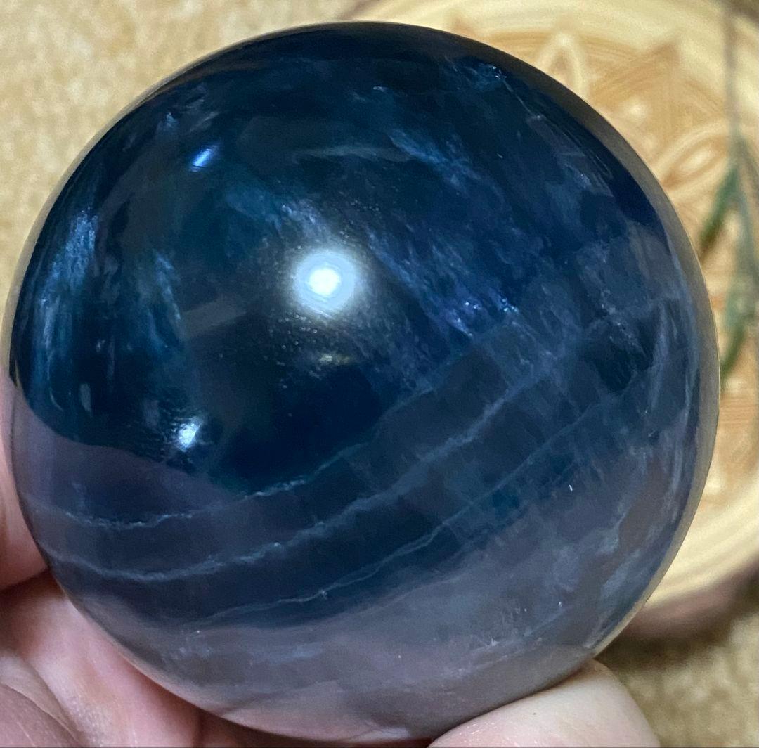 ★ブルー✖ホワイト★フローライト★ラビットヘア★キラキラ オーロラ 虹★スフィア