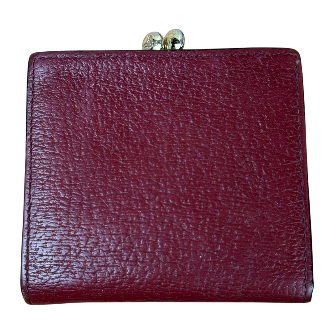 ヴィヴィアンウエストウッド がま口折り財布 オーブロゴ レザー ボルドー Y2K