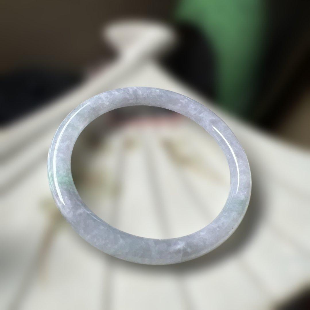 本翡翠、氷糯種丸型バングル　〜55