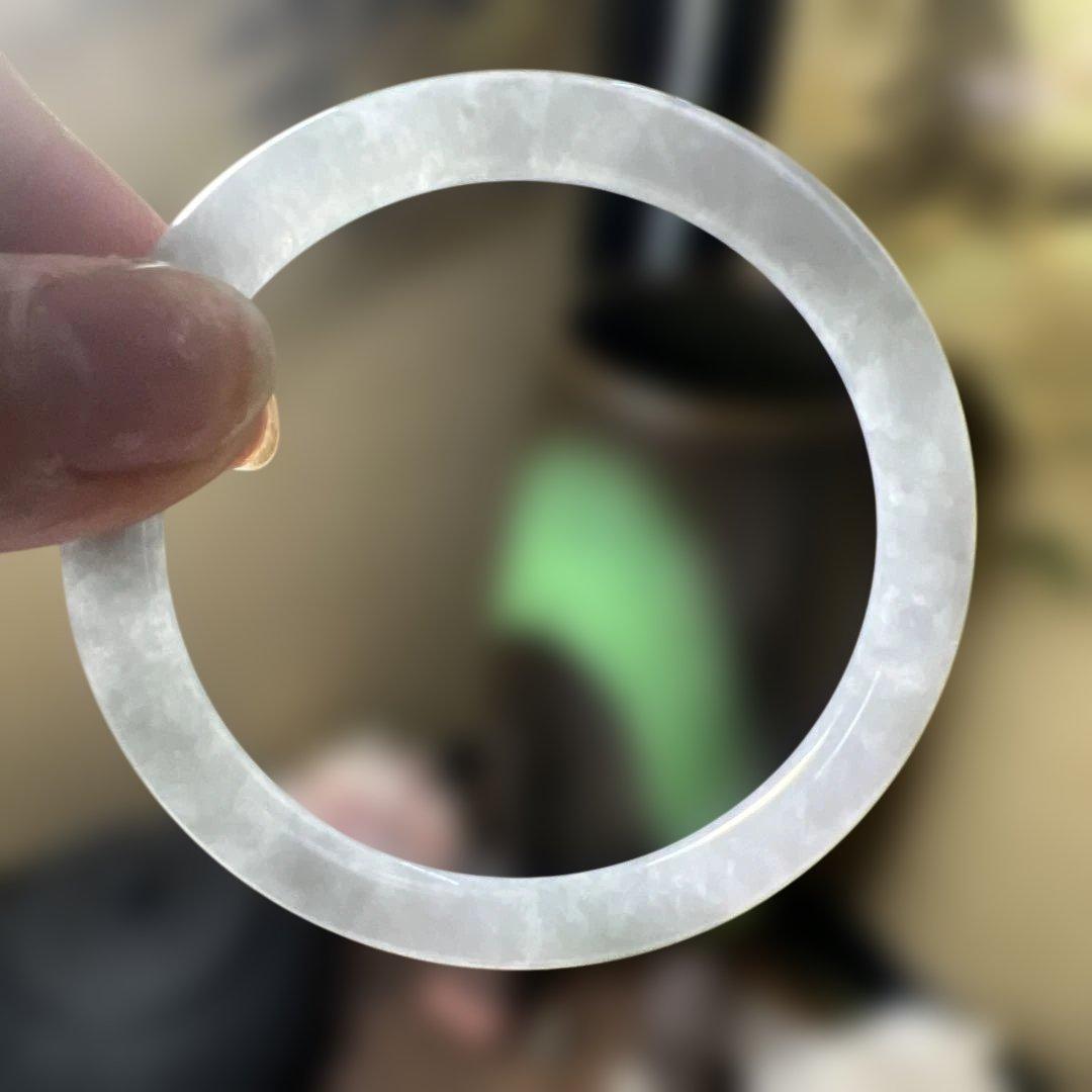 本翡翠、氷糯種丸型バングル　〜55