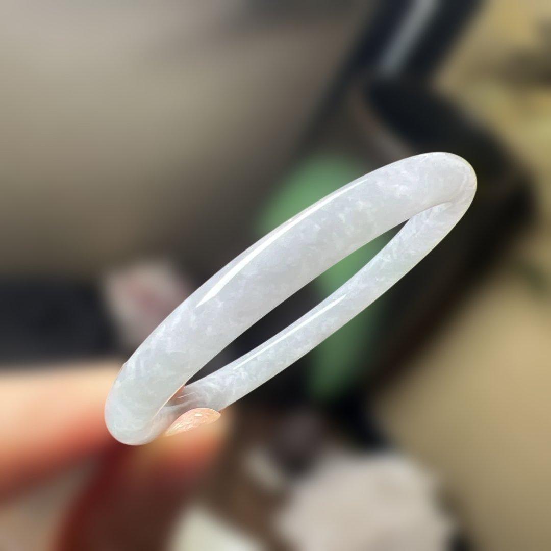 本翡翠、氷糯種丸型バングル　〜55