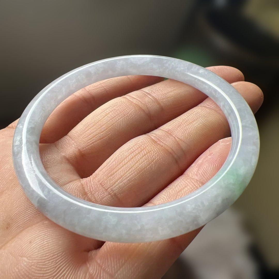 本翡翠、氷糯種丸型バングル　〜55