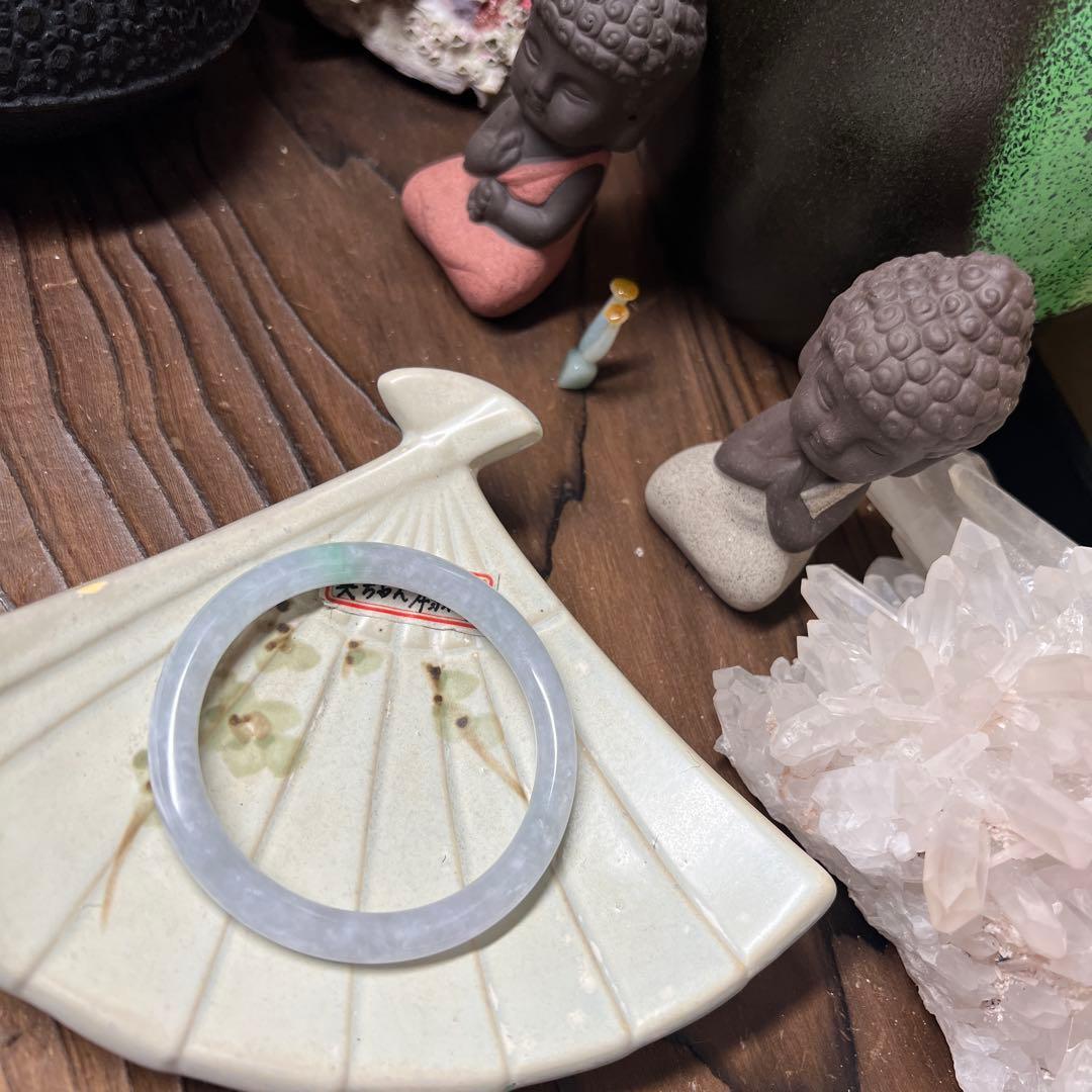 本翡翠、氷糯種丸型バングル　〜55