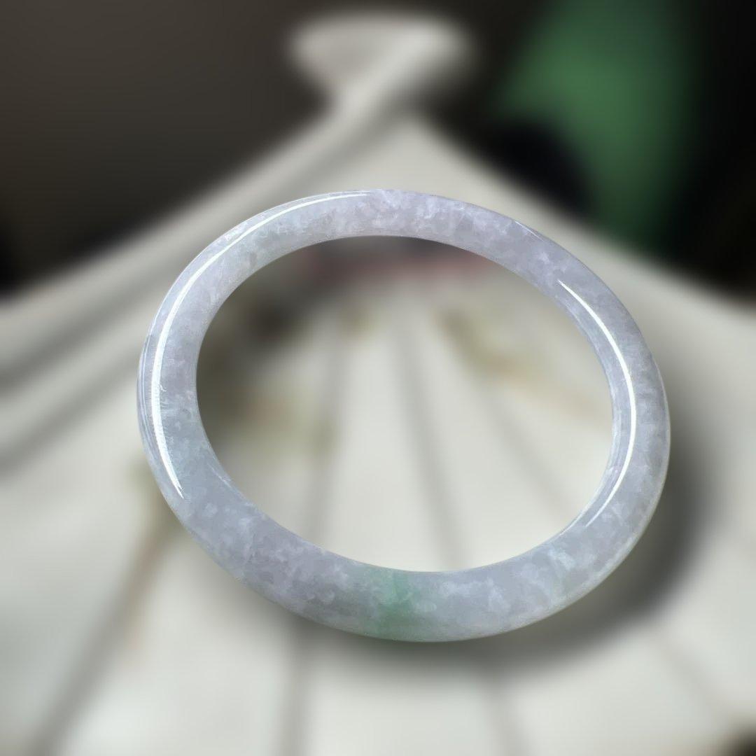 本翡翠、氷糯種丸型バングル　〜55
