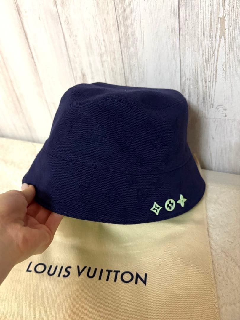 LOUIS VUITTON バケットハット ネイビー ミントグリーン