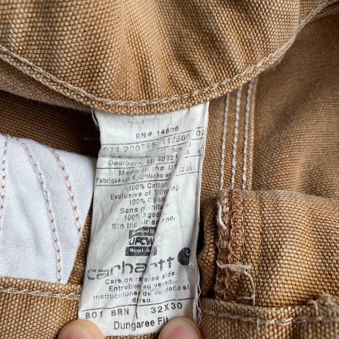 【USA製】カーハート ダブルニー W32 L30 ダンガリーフィット ブラウン