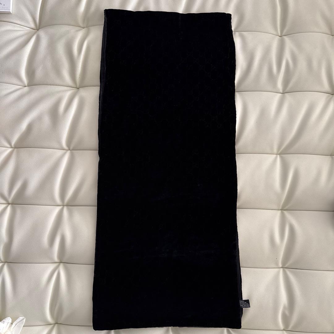 GUCCI ブラック ベロアxシルク ストール　スカーフ