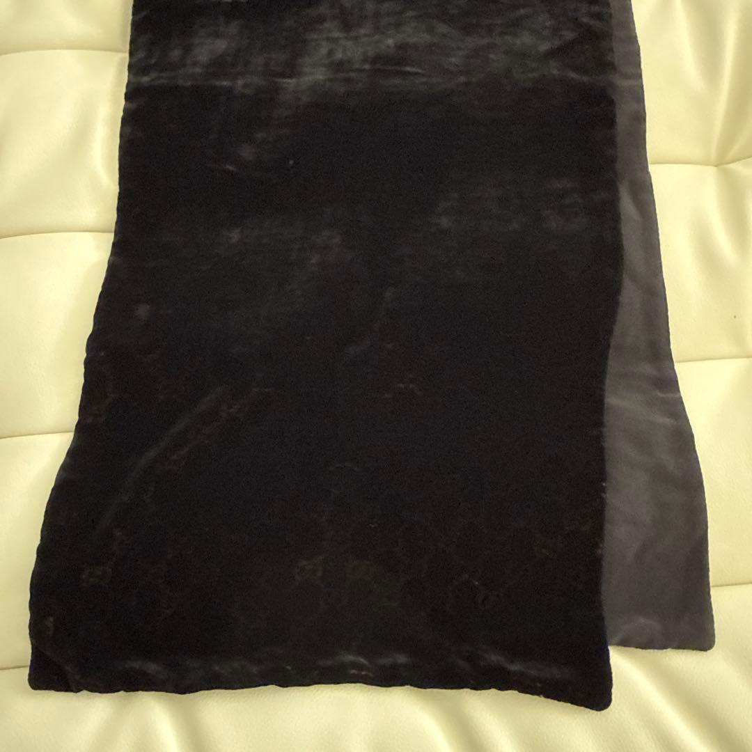 GUCCI ブラック ベロアxシルク ストール　スカーフ