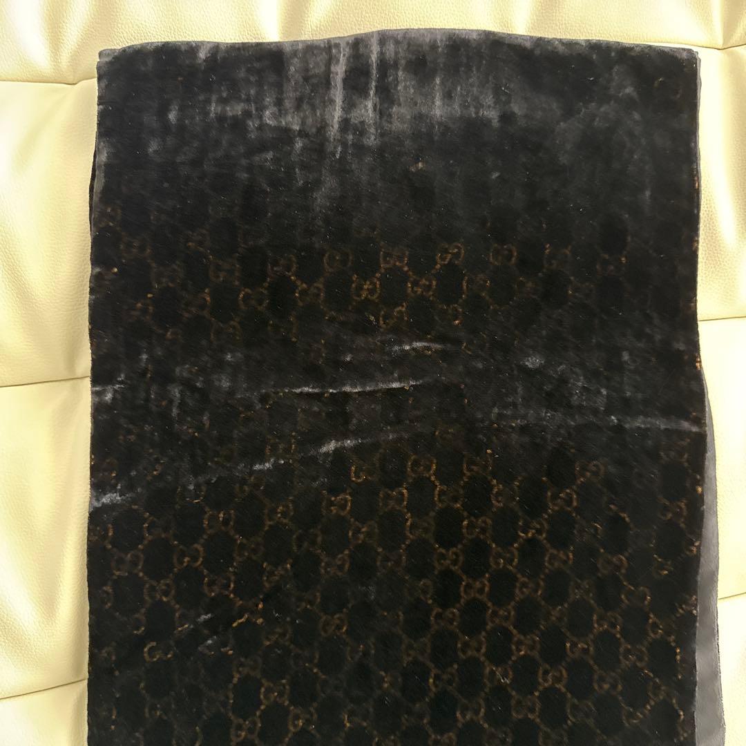 GUCCI ブラック ベロアxシルク ストール　スカーフ