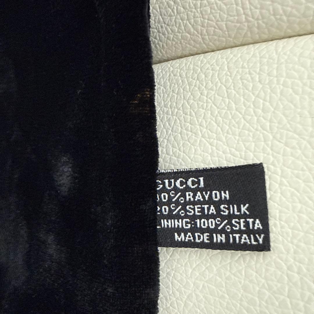 GUCCI ブラック ベロアxシルク ストール　スカーフ