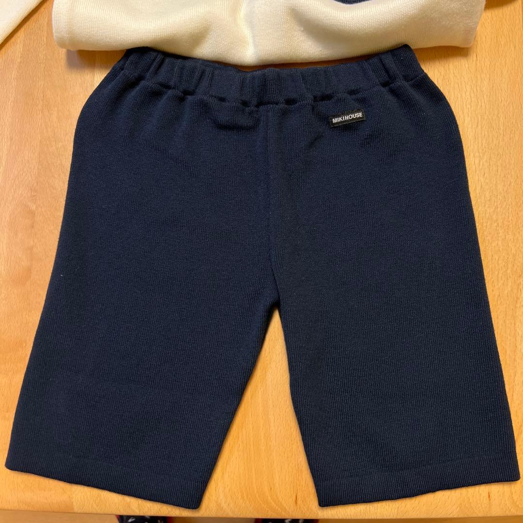 新品タグ付き　ミキハウス　定番の白×紺セーラーニットフォーマルセットアップ110