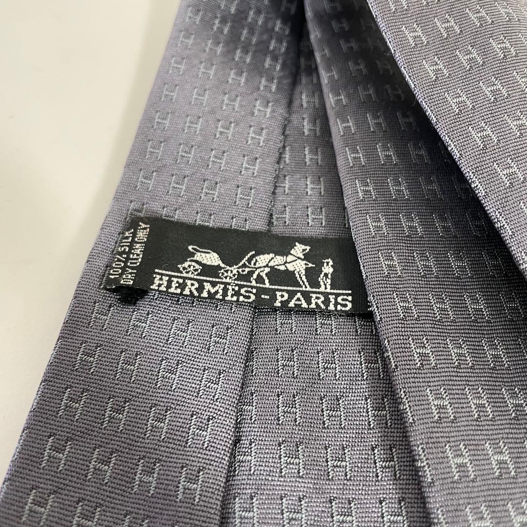 t*y様 HERMES グレーパープル Hロゴ ネクタイ