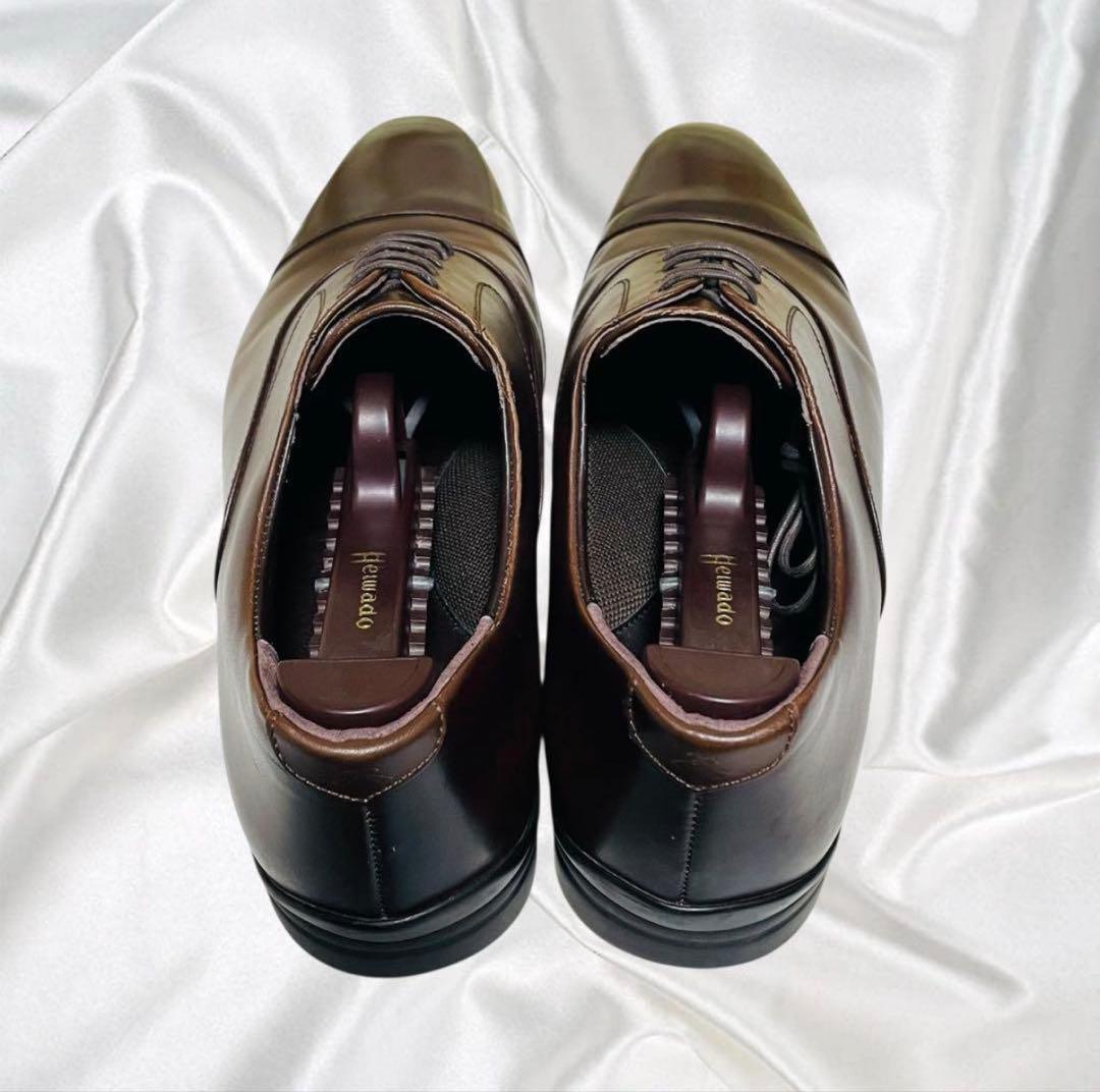 【山陽山長】美品 ストレートチップ 外羽根 レースアップ クッションソール 茶