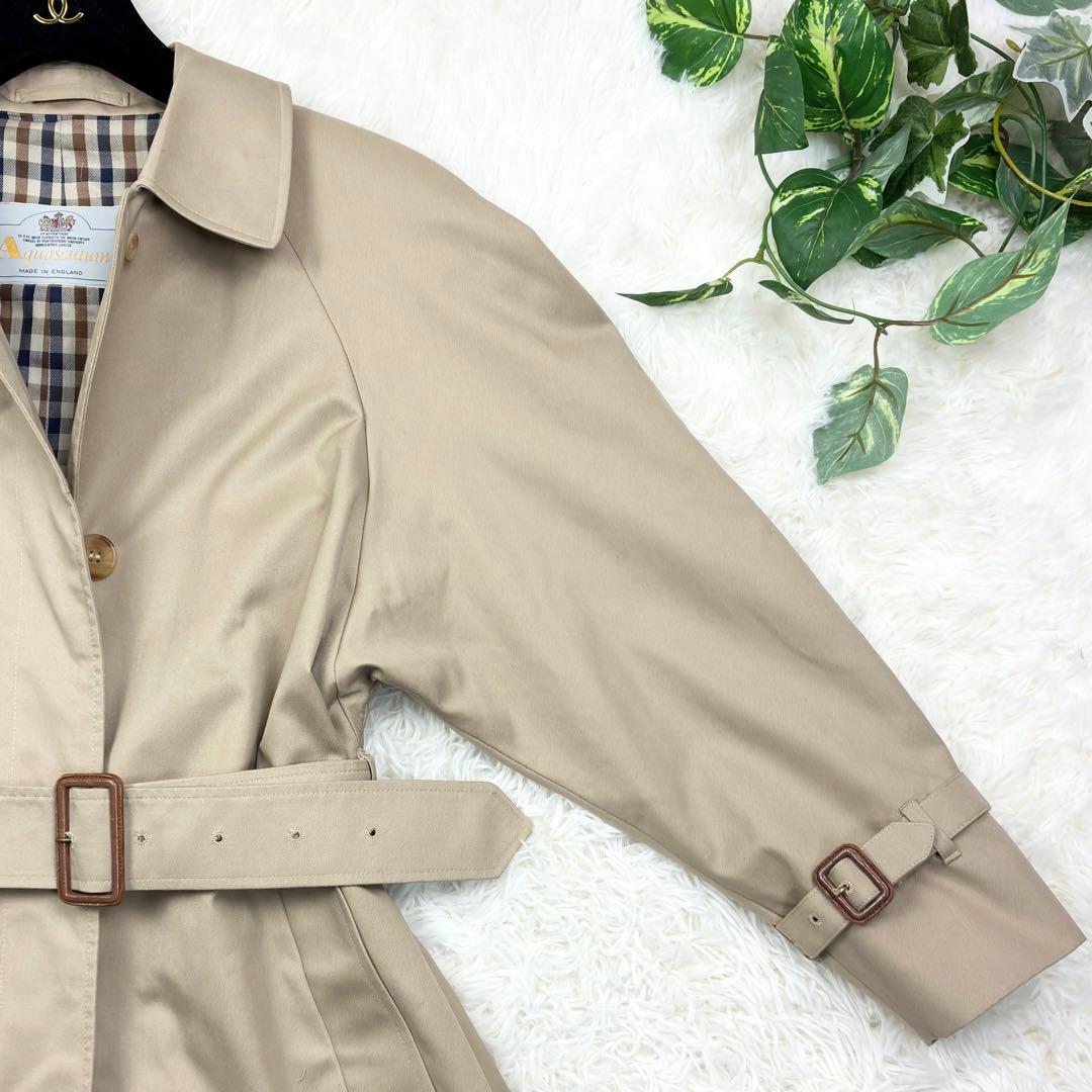 極美品　アクアスキュータム　マキシ丈　ボリューム袖　シングルトレンチコート　M