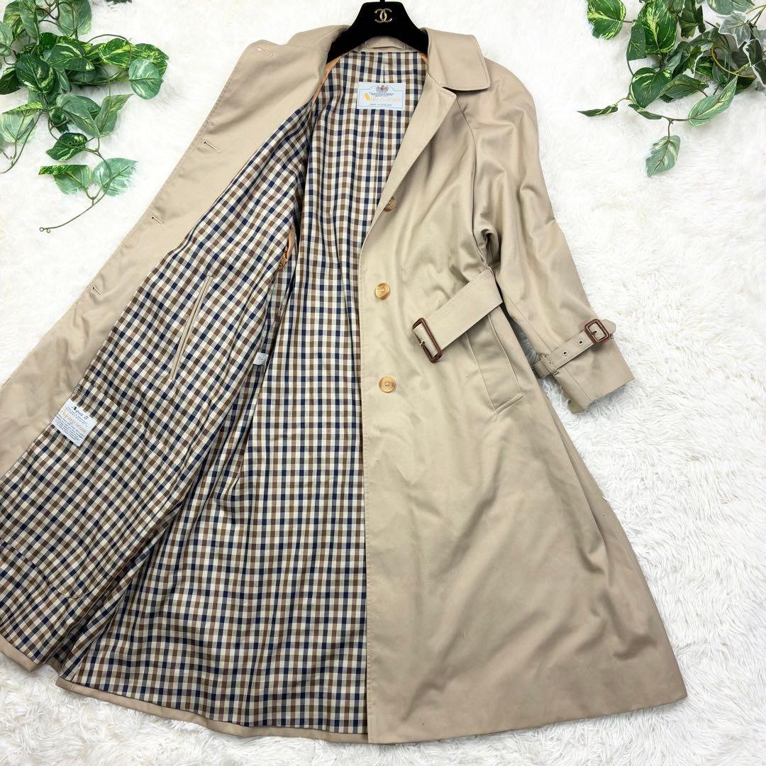 極美品　アクアスキュータム　マキシ丈　ボリューム袖　シングルトレンチコート　M