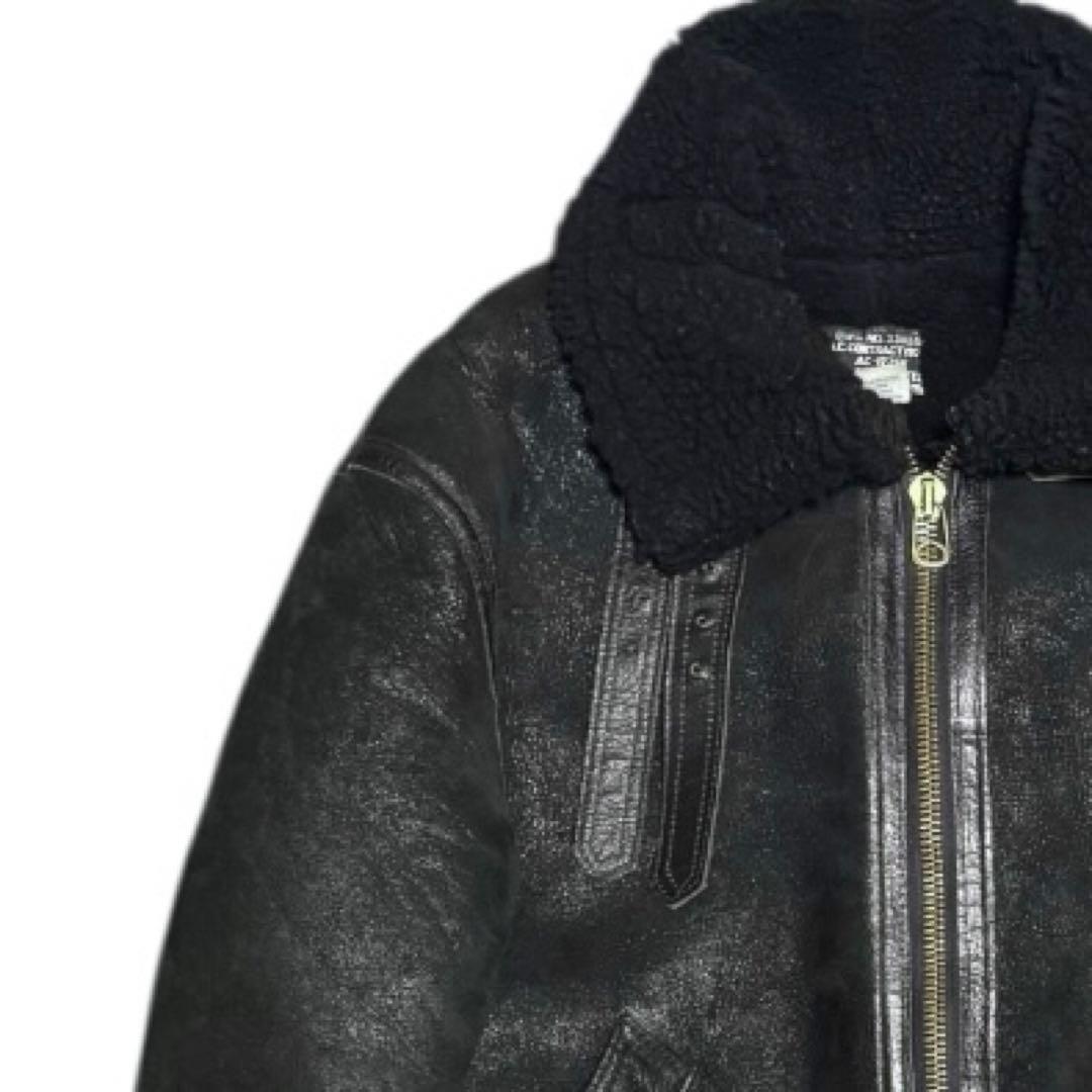 AVIREX 米国製 B-3 ボンバージャケット ブラックボア ムートン 38