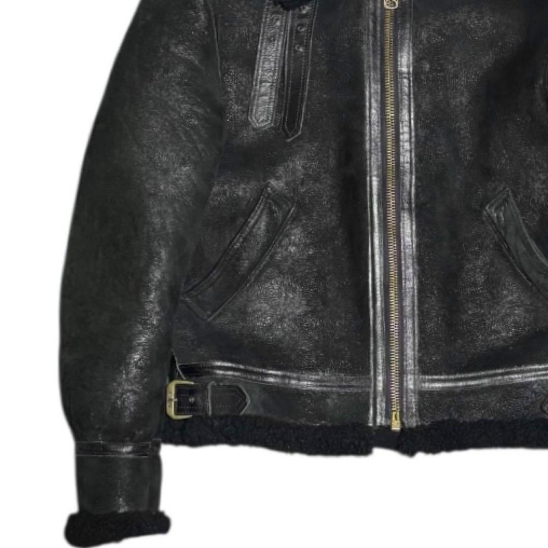 AVIREX 米国製 B-3 ボンバージャケット ブラックボア ムートン 38