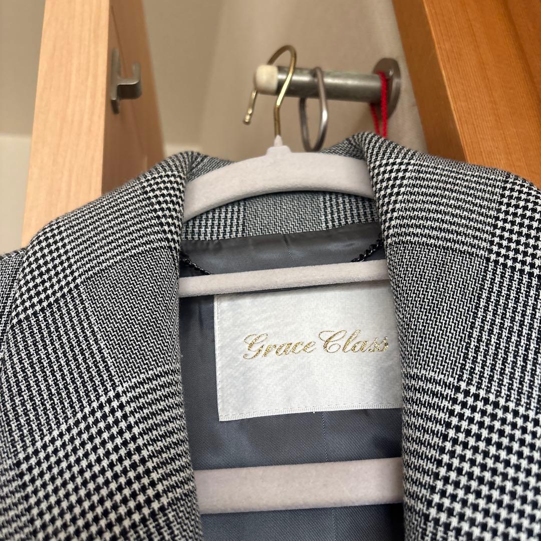 Grace Class チェック柄 ダブルブレスト コート