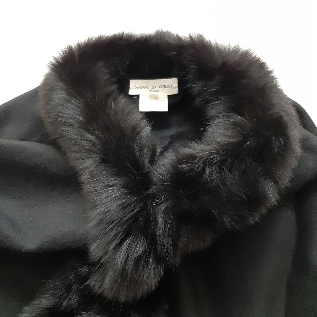 ジャンニロジュディチェ ポンチョ ケープ カシミヤ100 フォックス　黒　40