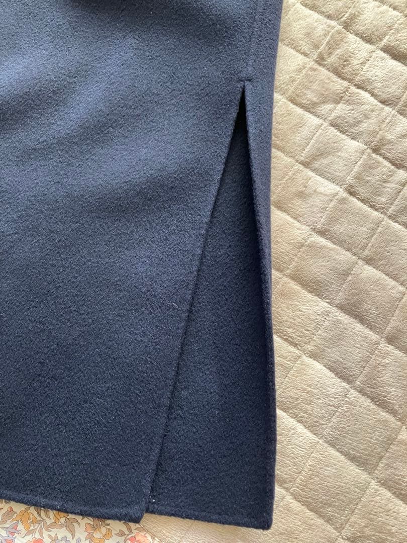 ドゥーズィエムクラスMUSE ノーカラーロングコート　ネイビー　38