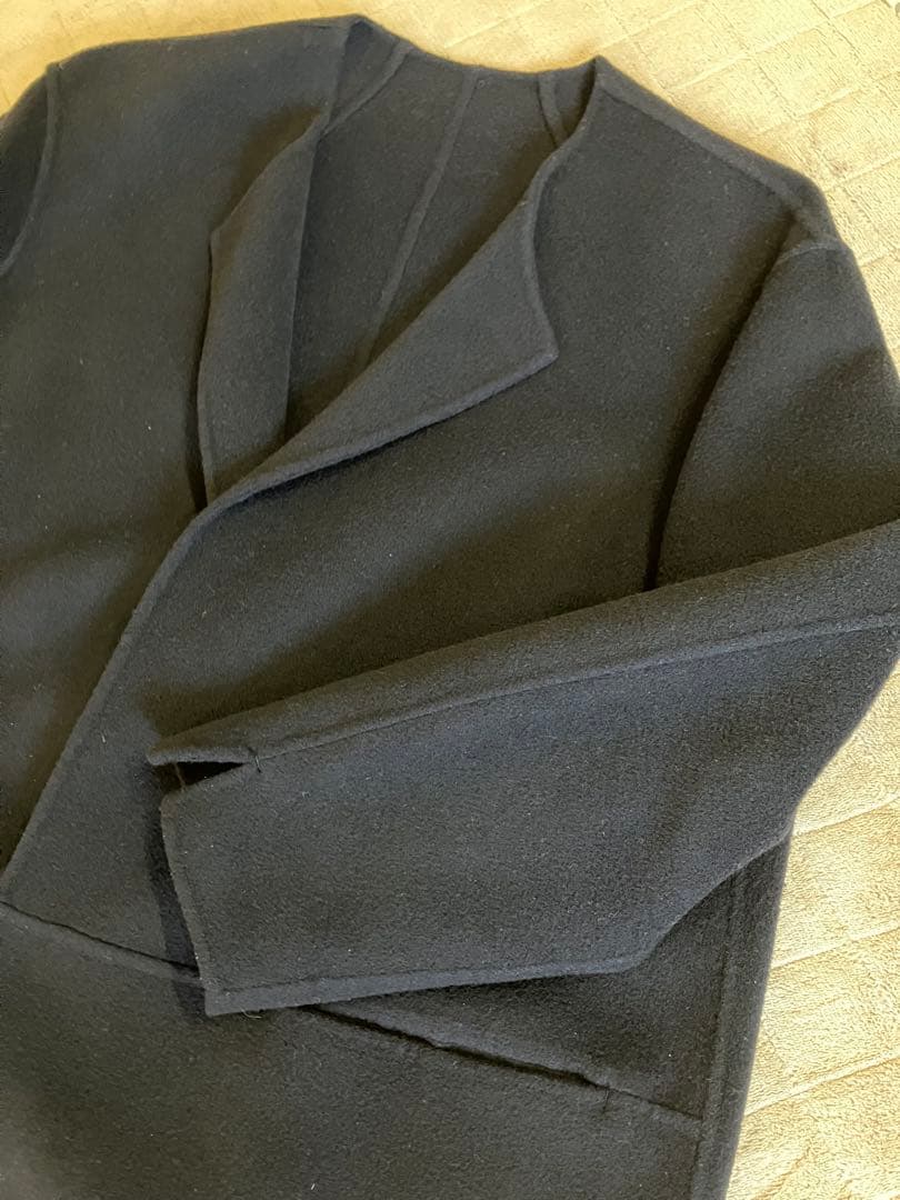 ドゥーズィエムクラスMUSE ノーカラーロングコート　ネイビー　38