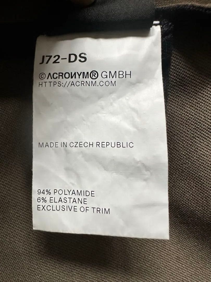 ACRONYM J72-DS RAF GREEN ノーカラージャケットM