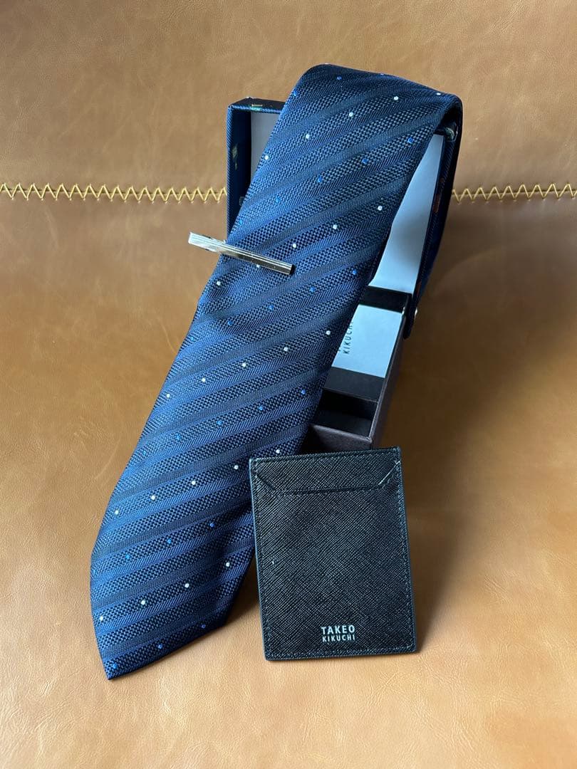 TAKEO KIKUCHI ネイビー ネクタイ 3点ギフトセット