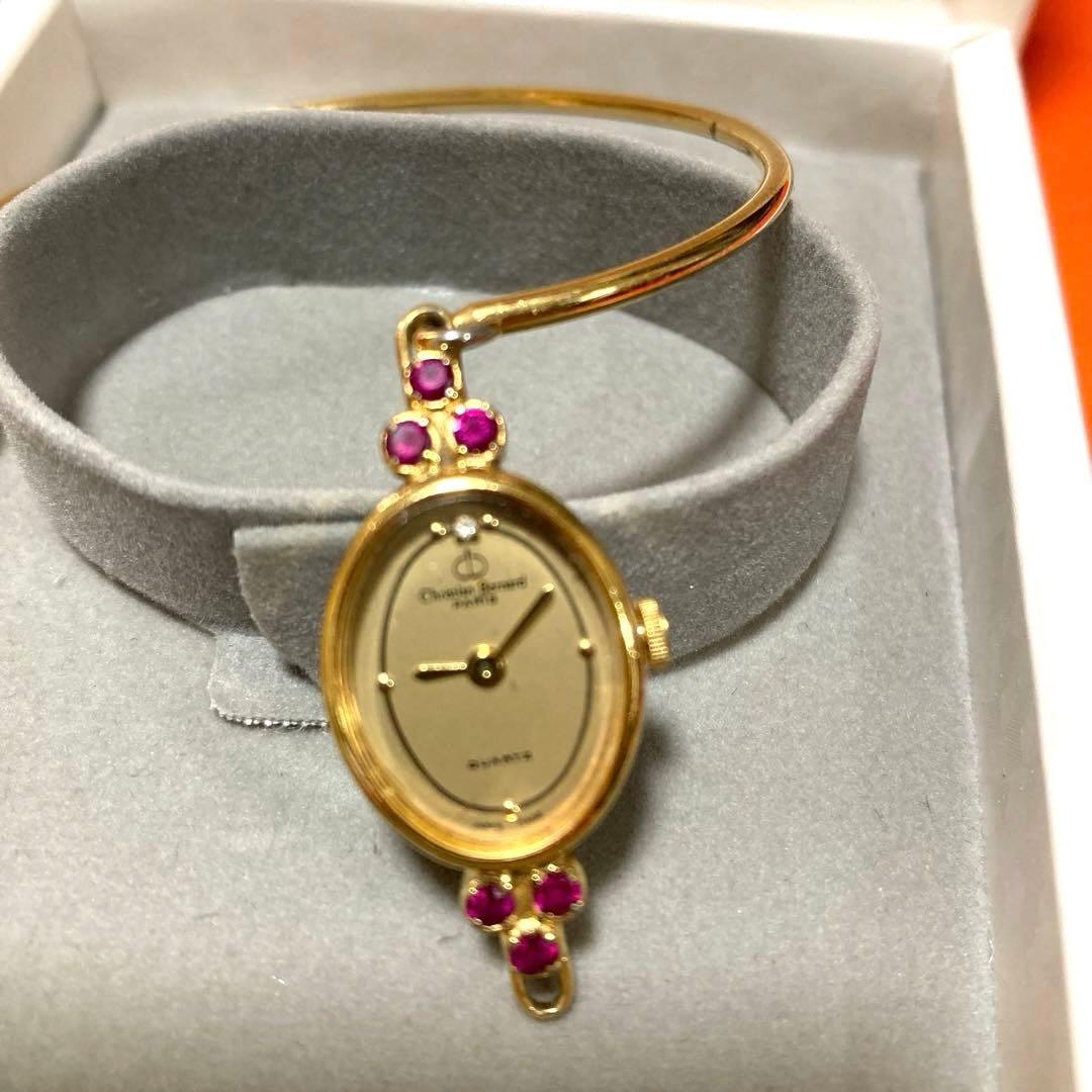 Christian Bernard ブレスウォッチ　天然石　ゴールドバングル