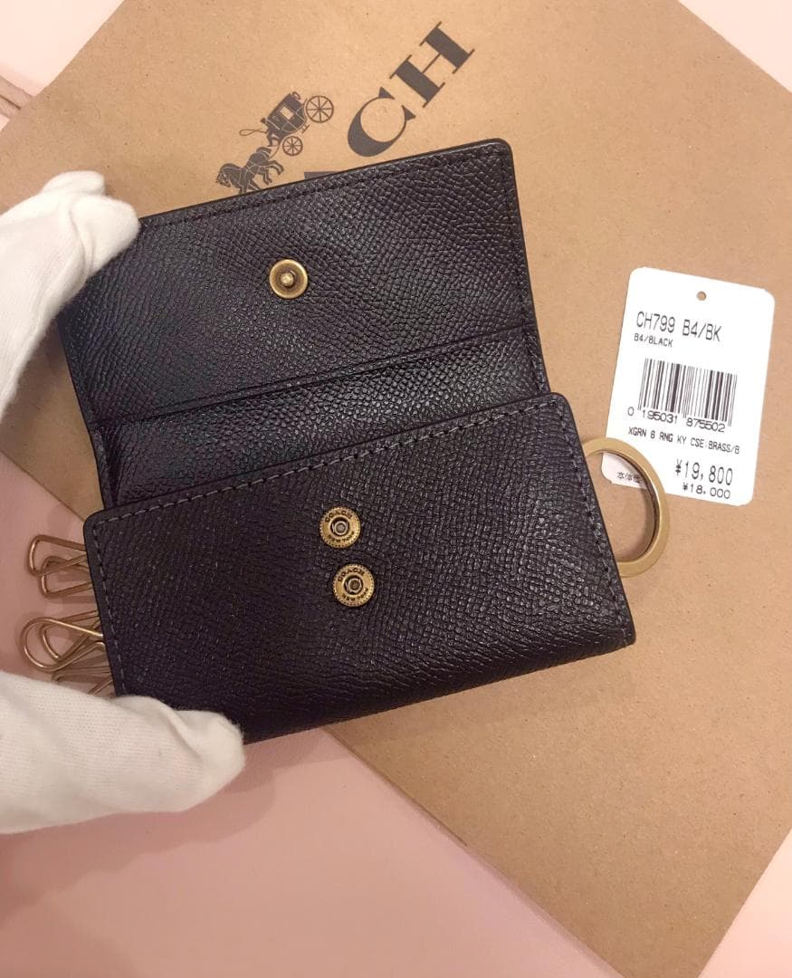 あーちゃん 新品 coach 6 リング キー ケース ブラック