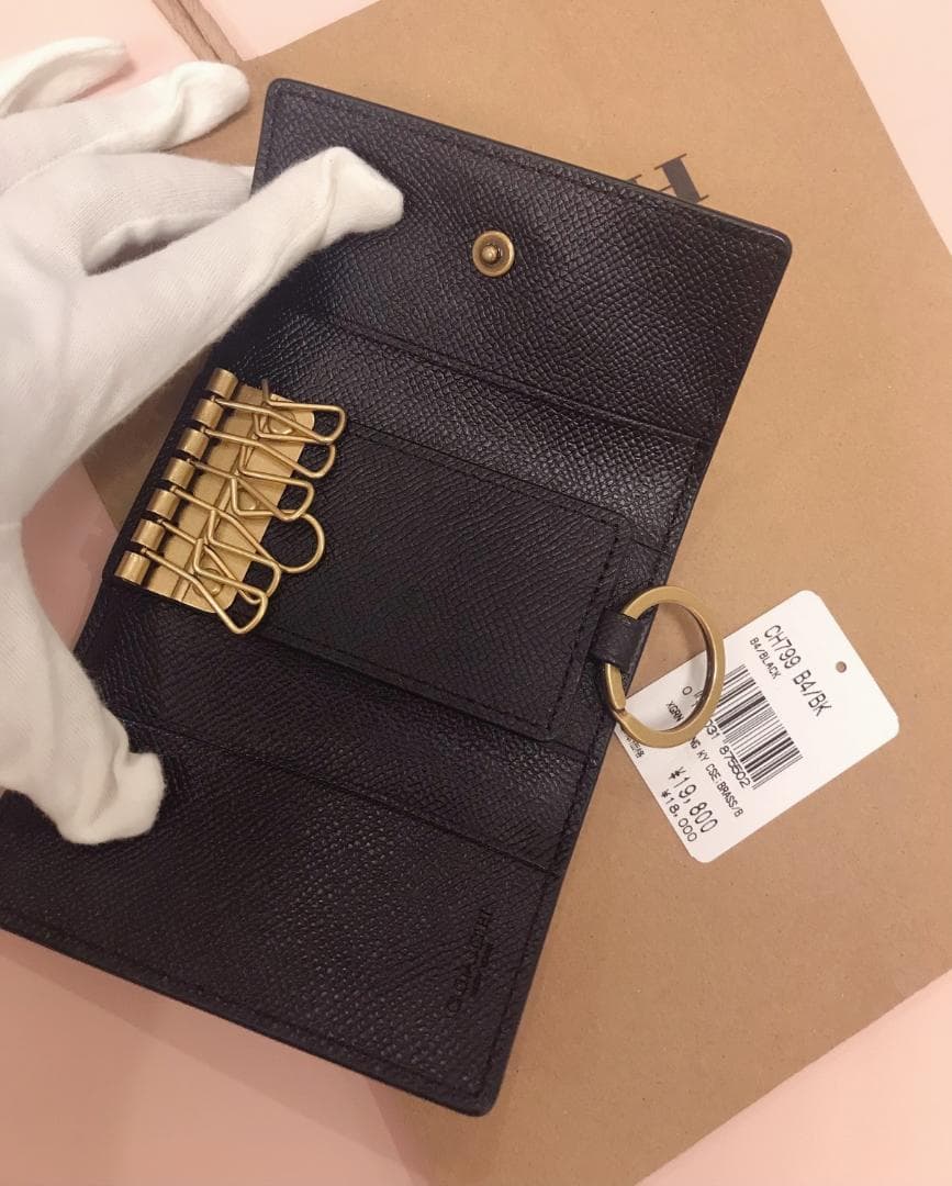 あーちゃん 新品 coach 6 リング キー ケース ブラック