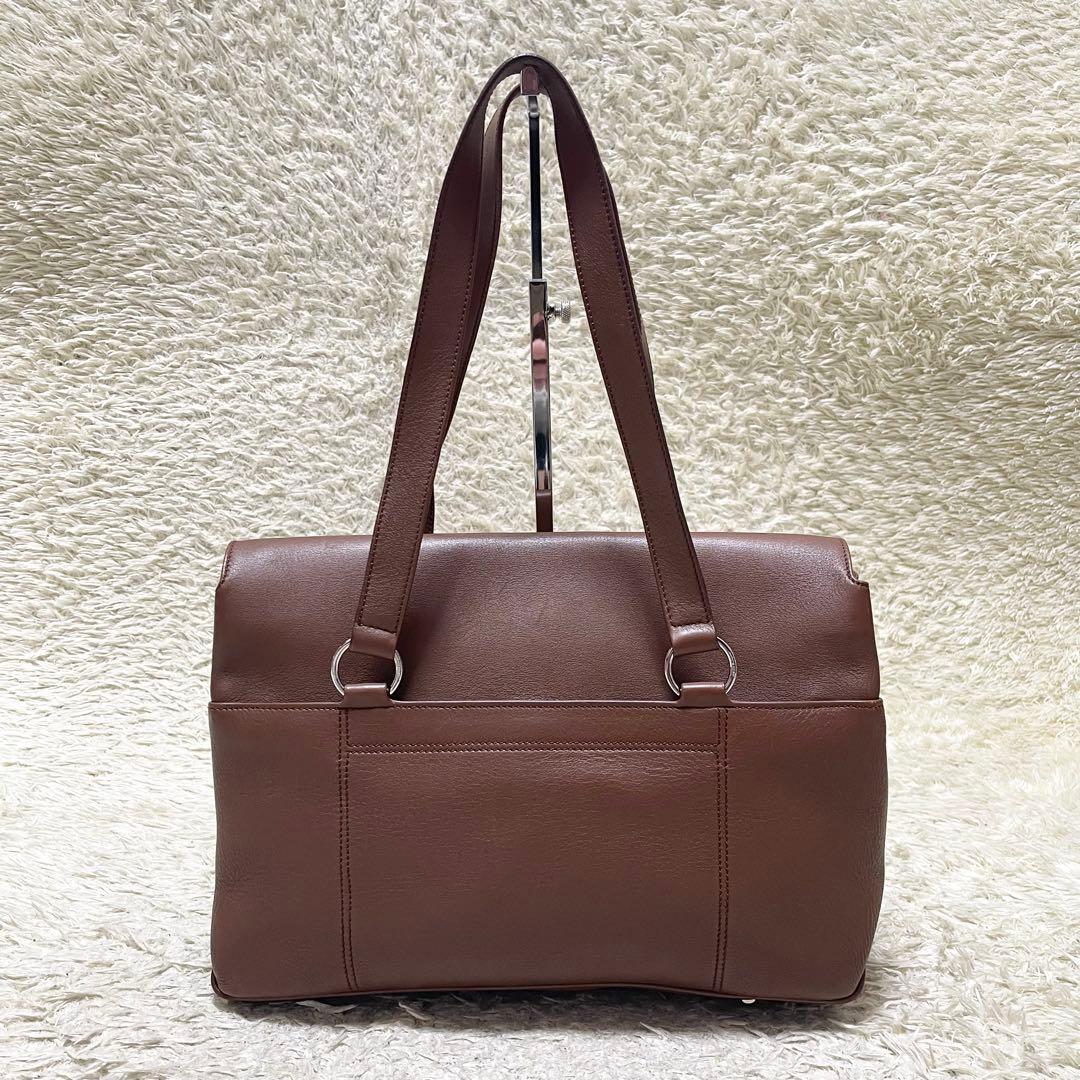 【美品】フェラガモ　トートバッグ　レザー　茶　ガンチーニ　ロゴ金具　刻印