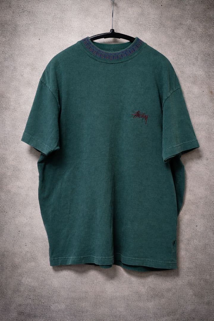 Stussy 80s モックネック　グリーン Tシャツ Sサイズ