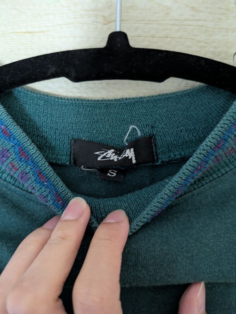 Stussy 80s モックネック　グリーン Tシャツ Sサイズ