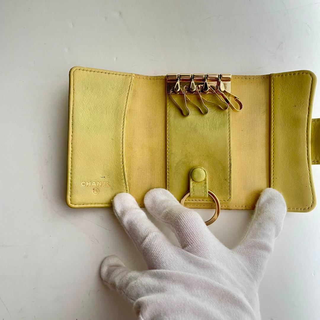 CHANEL✨シャネルマトラッセ キルティングレザー イエロー キーケース４連