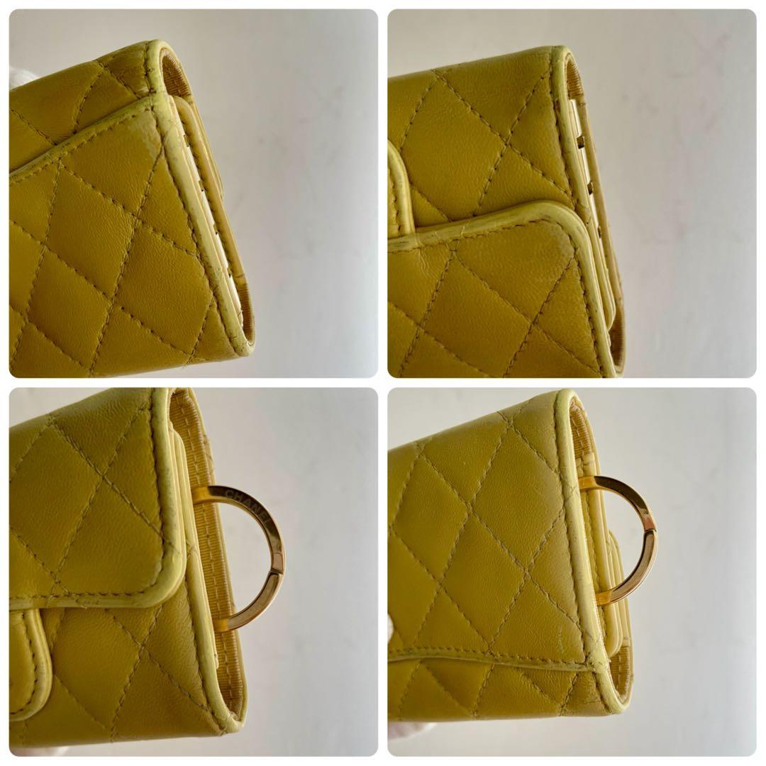 CHANEL✨シャネルマトラッセ キルティングレザー イエロー キーケース４連