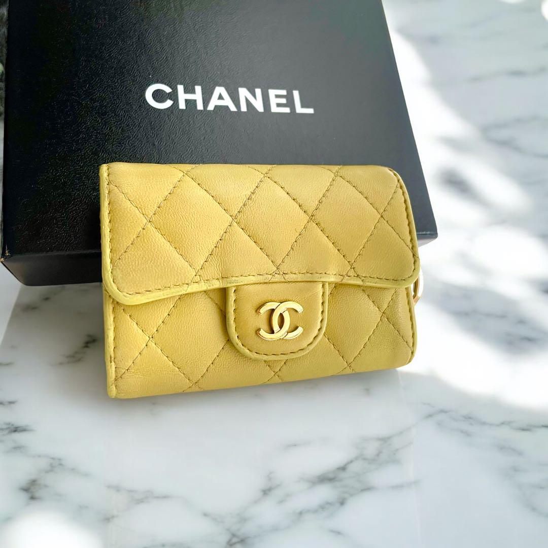 CHANEL✨シャネルマトラッセ キルティングレザー イエロー キーケース４連