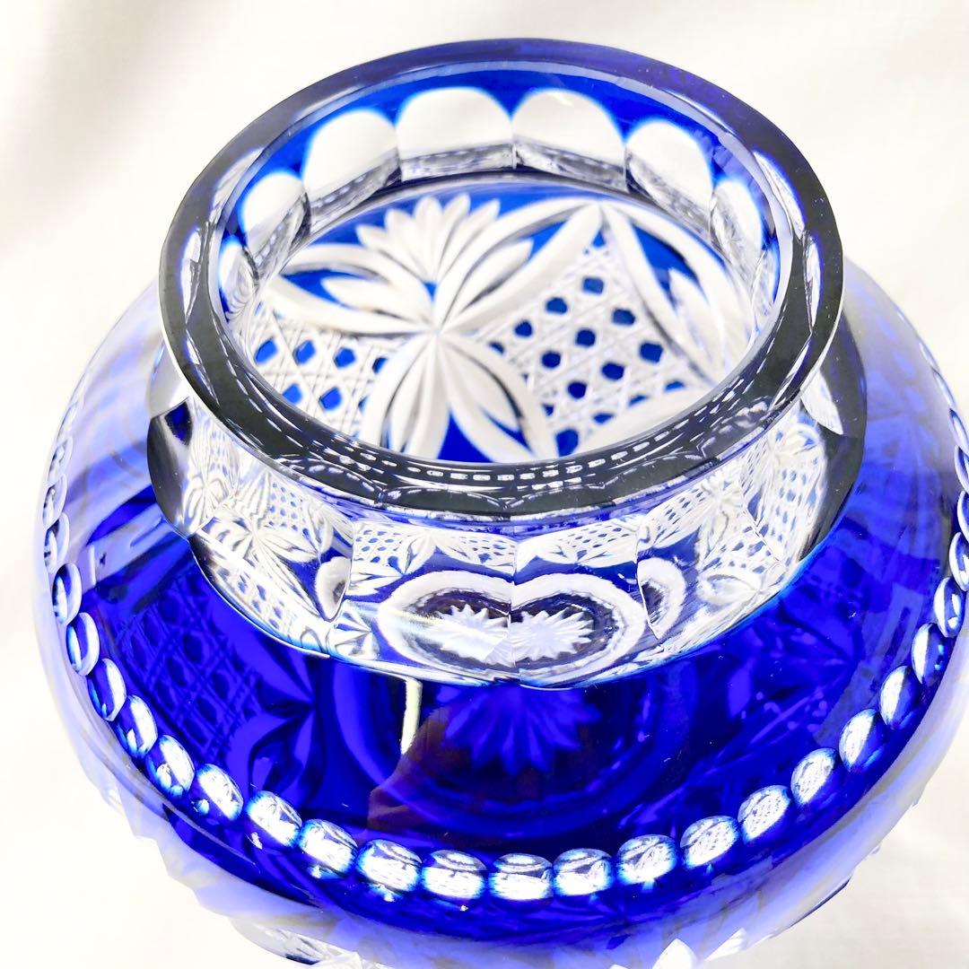 EA244 カガミクリスタル　江戸切子　花瓶　木村秋男　高さ約17㎝